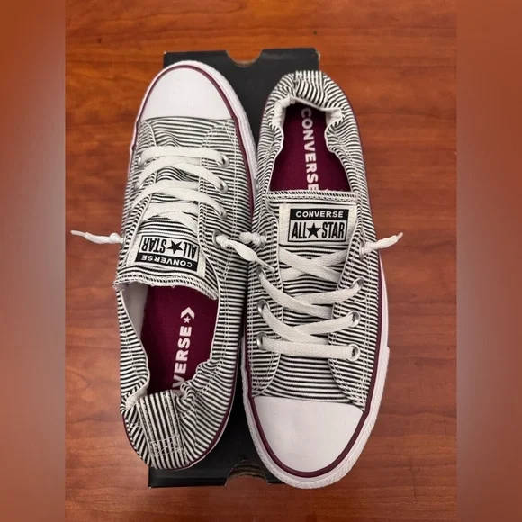 Converse Black and White Striped Sneakers - Picture 5 of 6